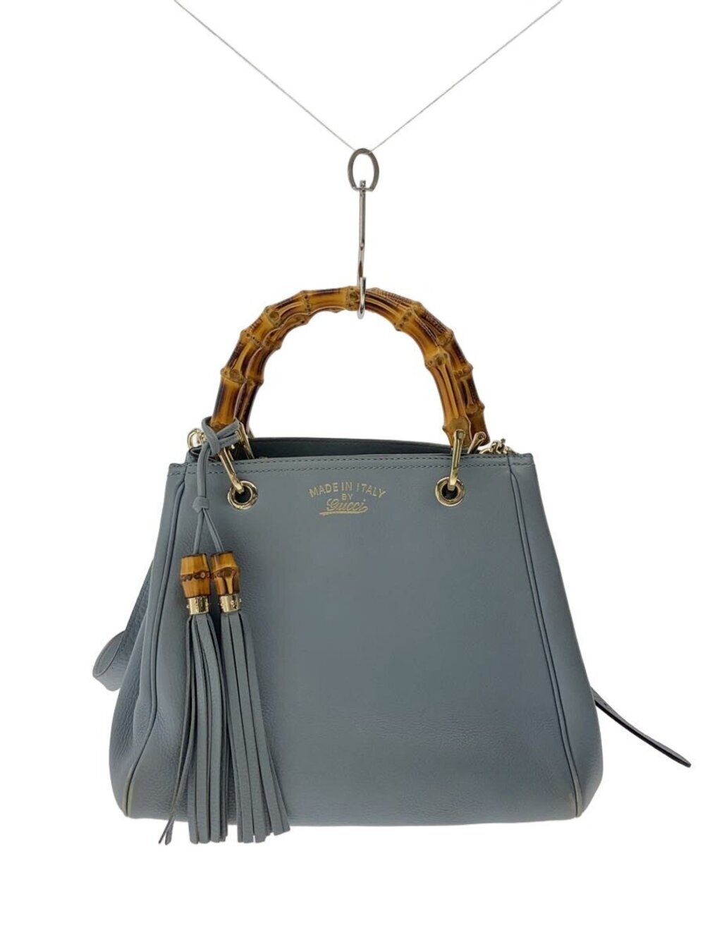 Gucci Shopper Bag Bamboo Leather Navy Blue